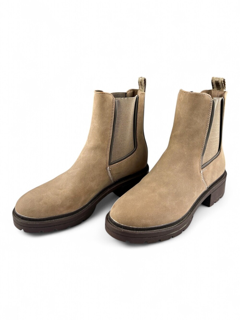 Rocket Dog Chelsea Lug Boots Taupe Suede Block Heel Size 9.5